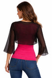 Mid Length Sleeve Sheer Black Chiffon Bolero Jacket 3/4 Length Shrug