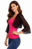 Mid Length Sleeve Sheer Black Chiffon Bolero Jacket 3/4 Length Shrug