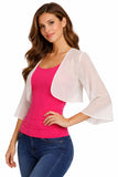 Mid Length Sleeve Sheer Ivory Chiffon Bolero Jacket 3/4 Length Shrug