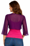 Mid Length Sleeve Sheer Purple Chiffon Bolero Jacket 3/4 Length Shrug