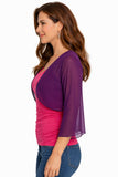 Mid Length Sleeve Sheer Purple Chiffon Bolero Jacket 3/4 Length Shrug