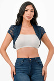 La Scala 11630 Crochet Lace Cropped Shrug