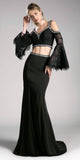 Cinderella Divine 13114 Two Piece Gown Cold Shoulder Trumpet Sleeves