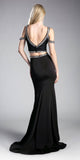 Cinderella Divine 13114A Cold-Shoulder Crop Top Two-Piece Long Dress