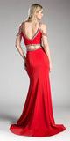 Cinderella Divine 13114A Cold-Shoulder Crop Top Two-Piece Long Dress