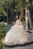 Juliet 1423 A-Line Princess Ball Gown Ruffled Tiered Tulle with Jacket - Champagne