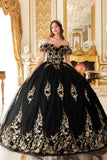 Ladivine 15701 Floral Off the Shoulder A-line Quince Ball Gown