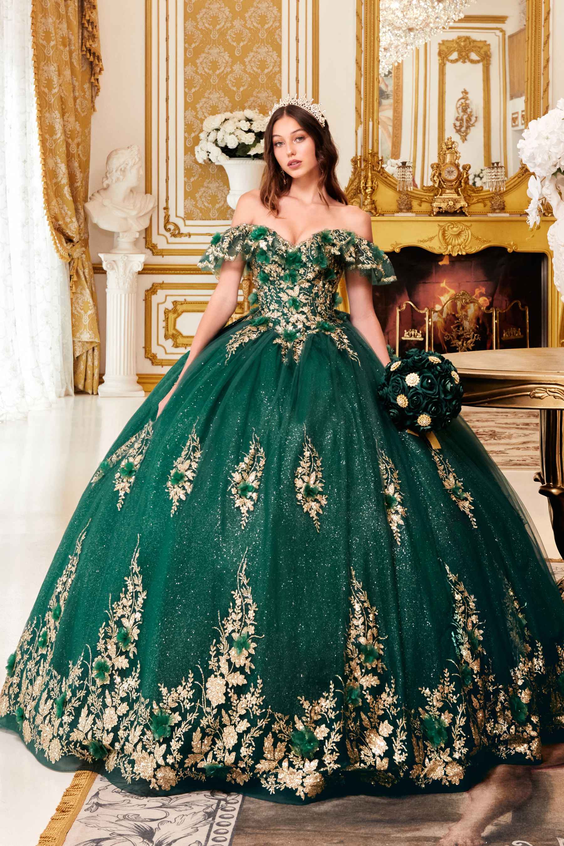 Ladivine 15701 Dress | Cinderella Divine 15701 - emerald green