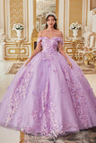 Ladivine 15713 Long Off the Shoulder A-Line Floral Applique Ball Gown