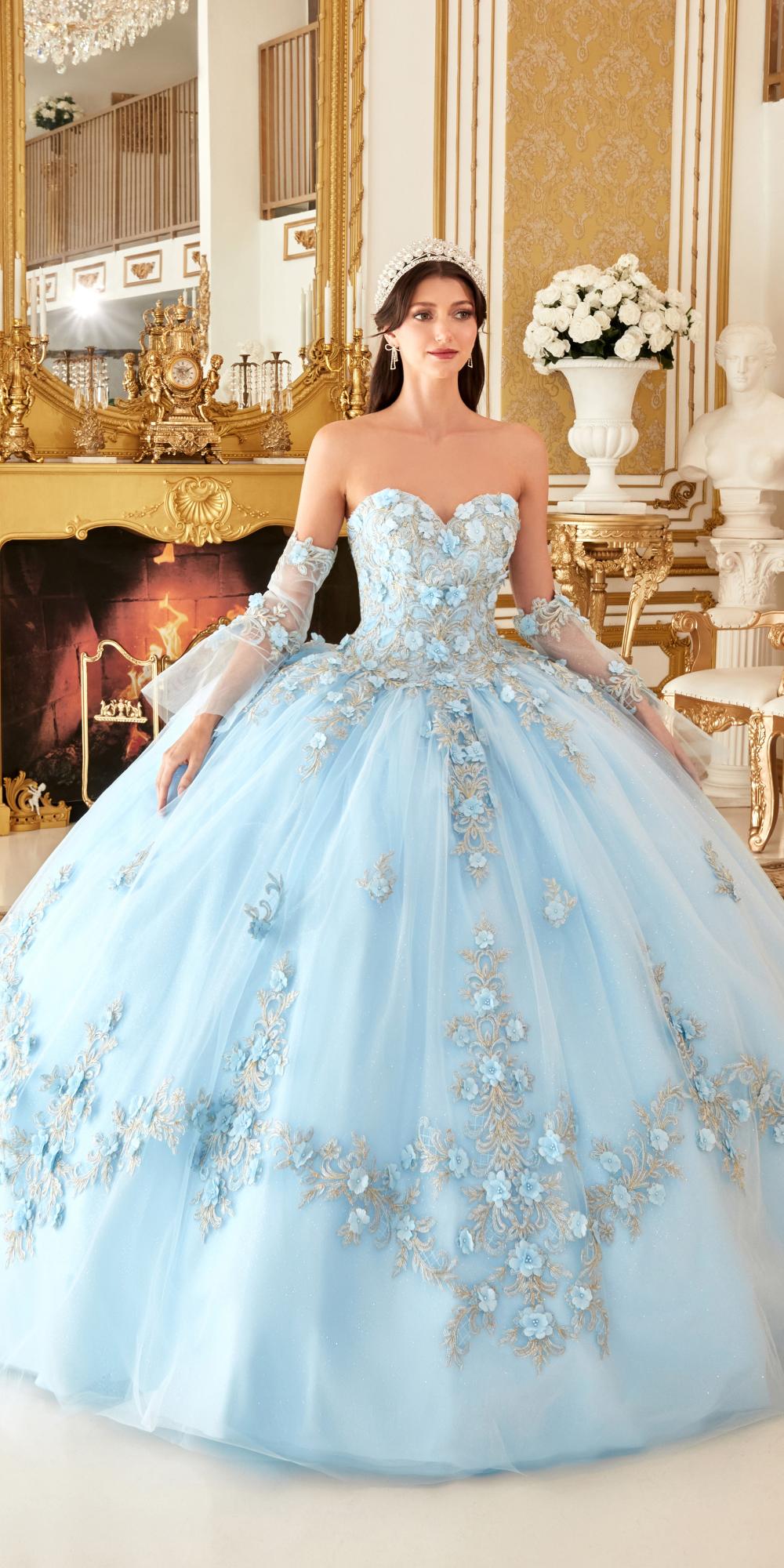 Cinderella Divine Off White Floral Strapless Bridal Gown with Gloves –  Unique Vintage