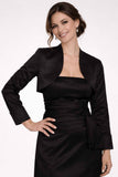 Poly Satin Formal Black Long Sleeve Bolero Jacket Wedding/Bridal
