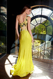 Juliet JT2514R One Shoulder Fitted Floral Applique Evening Gown