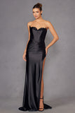Juliet JT2527L Dress Long Strapless Sweetheart Satin Gown