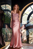 Juliet JT2531K Fitted Bodice Long Satin Sweetheart Prom Gown