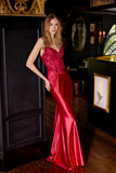 Juliet JT2534K Strapless Sweetheart Boned Corset Satin Prom Gown