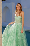 Juliet JT2547S Strapless Sweetheart A-Line Mint Gown