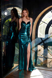 Juliet JT2567U Metallic Fitted Evening Gown