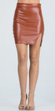 La Scala 25840 Open Side Slit PU Leather Mini Skirt