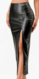 CLEARANCE - La Scala 26019 Mid Length PU leather Pencil Burgundy Skirt (Small) (Copy)