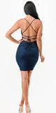 La Scala 26020 Short Fitted Cocktail Dress Open Crisscross Back