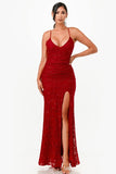 La Scala 26052 Long Lace Leg Slit Fitted Mermaid Dress
