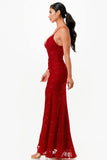 La Scala 26052 Long Lace Leg Slit Fitted Mermaid Dress