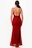 La Scala 26052 Long Lace Leg Slit Fitted Mermaid Dress