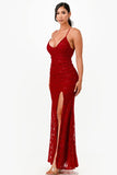 La Scala 26052 Long Lace Leg Slit Fitted Mermaid Dress