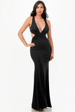 La Scala 26063 Dress Long V-Neckline Halter Top Gown