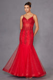 Juliet JT2883C Embellished Fitted Corset Mermaid Gown