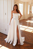 Juliet JT2885CW Classic A-Line Sheen Satin Bridal Gown