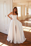 Juliet JT2885CW Classic A-Line Sheen Satin Bridal Gown
