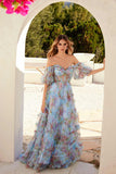 Juliet JT2887C Whimsy Sweetheart Off Shoulder Ruffled A-Line Print Gown