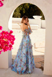 Juliet JT2887C Whimsy Sweetheart Off Shoulder Ruffled A-Line Print Gown