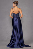 Juliet JT2905K Long Fitted Satin Prom Gown Side Sash