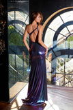 Juliet JT2910H Long Metallic Fitted One Shoulder Prom Gown