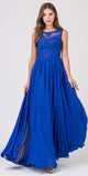 Eureka Fashion 3711 Royal Blue Floor Length Formal Dress Lace Illusion Bodice