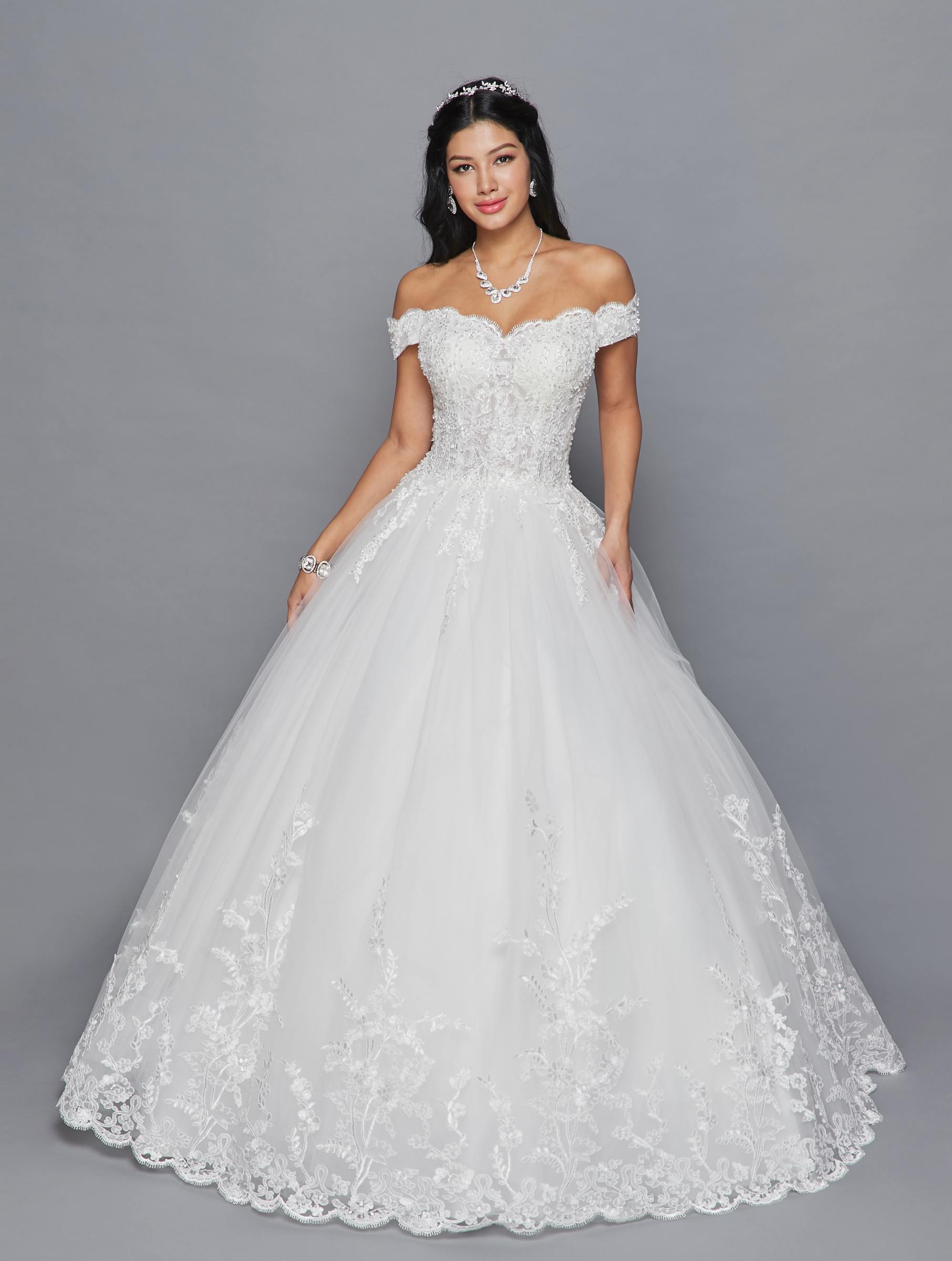 DeKlaire Bridal 420 Off the Shoulder A-Line Wedding Gown