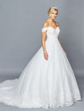 DeKlaire Bridal 424 Off The Shoulder Sweetheart Neckline Lace Tulle A-Line Chapel Train Wedding Dress Beaded Lace Applique.