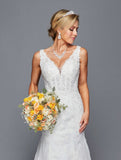 Deklaire Bridal 439 Sleeveless Trumpet Wedding Gown Beaded Lace