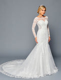 Deklaire Bridal 450 Court Train Trumpet Wedding Gown Long Sleeves