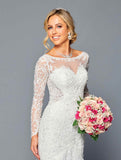 Deklaire Bridal 450 Court Train Trumpet Wedding Gown Long Sleeves