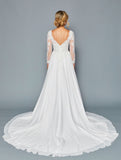 DeKlaire Bridal 453 Long Sleeve Boat Neckline Wedding Dress