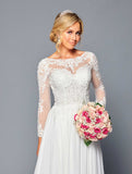 DeKlaire Bridal 453 Long Sleeve Boat Neckline Wedding Dress