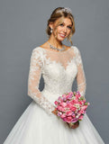 DeKlaire Bridal 454 Boat Neckline Long Sleeve Wedding Gown