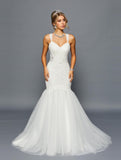DeKlaire Bridal 461 V-Neckline Mermaid Court Train Wedding Dress