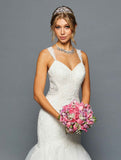 DeKlaire Bridal 461 V-Neckline Mermaid Court Train Wedding Dress