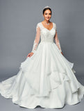 DeKlaire Bridal 466 Floor Length A-Line Ball Wedding Gown Chapel Train