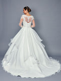 DeKlaire Bridal 466 Floor Length A-Line Ball Wedding Gown Chapel Train