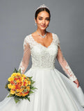 DeKlaire Bridal 466 Floor Length A-Line Ball Wedding Gown Chapel Train